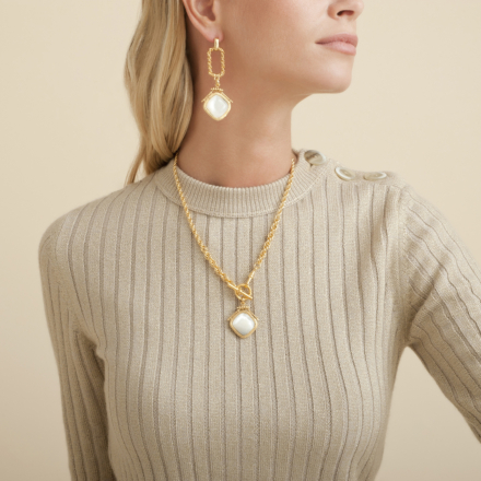 Siena earrings gold - Amazonite