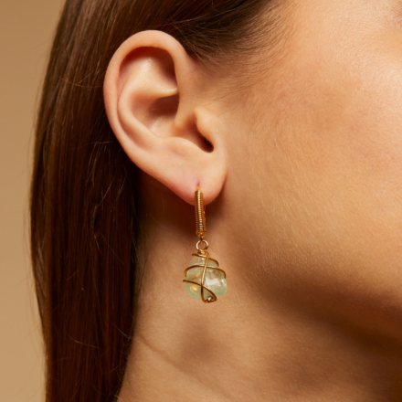 Tao Rainbow earrings gold - Silicified Wood