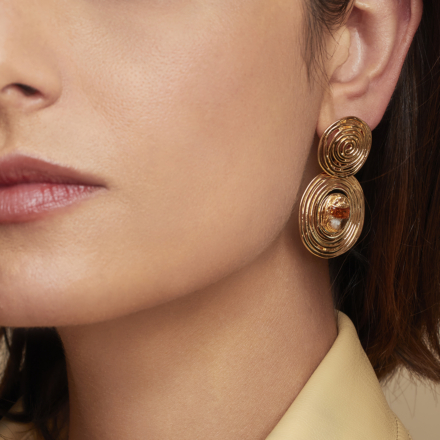 Wave Scaramouche enamel earrings small size gold
