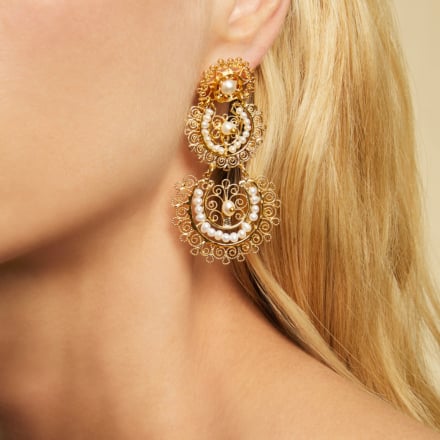 Yuca 2 rows strass earrings gold