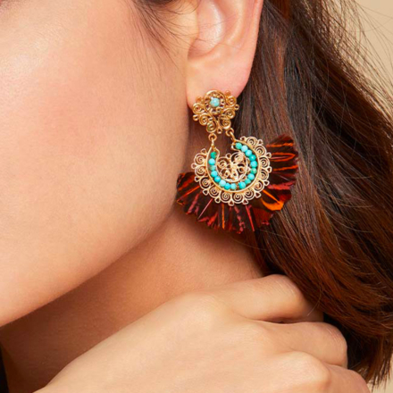 Yuca Plume earrings small size gold