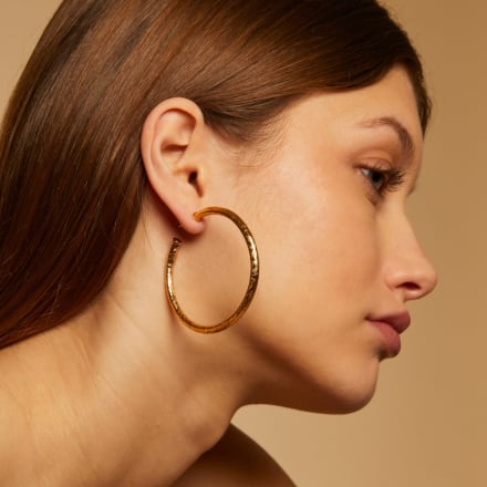 Maori hoop earrings small size gold