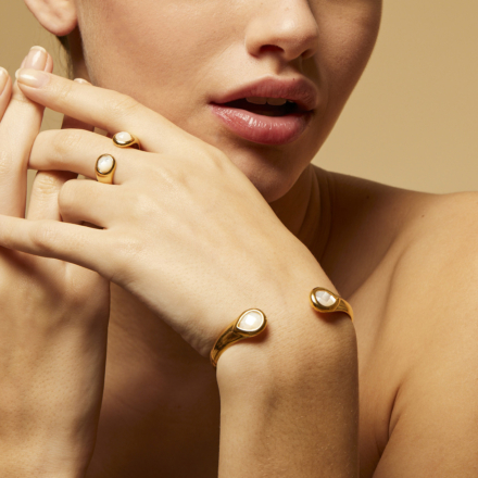 Saint Germain bracelet gold - White Mother-of-pearl
