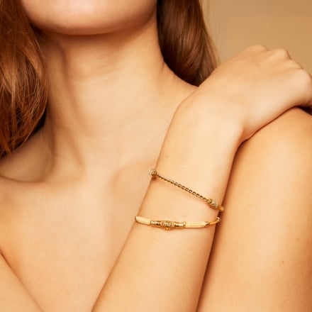 Jonc Torsade cabochons bracelet small size gold