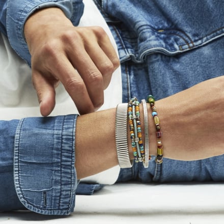 Bracelet Sari homme argenté