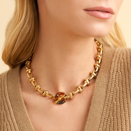 Adrian necklace acetate gold - Tortoise