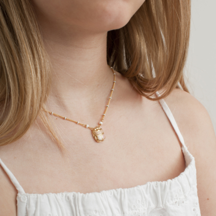 Scarabée kids enamel necklace gold