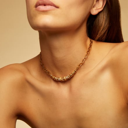 Marquiza chain strass necklace gold