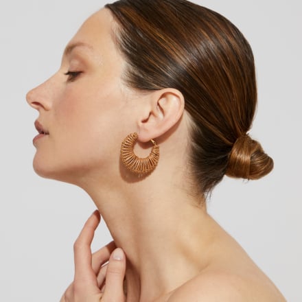 Boucles d'oreilles Izzia grand modèle dorées - Osier - Collection 55 ans