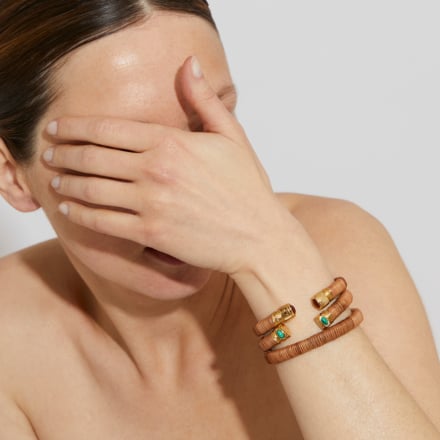 Bracelet Sarina doré - Osier - Malachite - Collection 55 ans