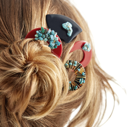 Caliste David Lucas hair jewelry large size acetate gold - Clear