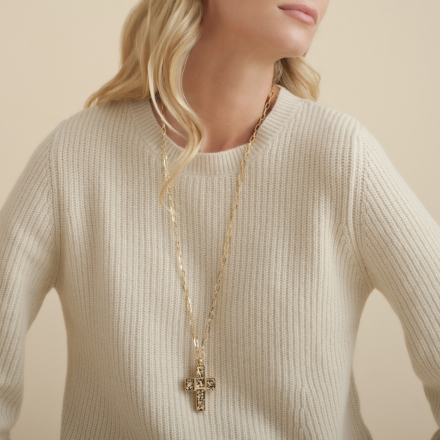 Croix enamel long necklace gold - Exclusive piece (3 pieces)